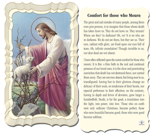 Comfort to Those Who Mourn With Lost Lamb Image Holy Card