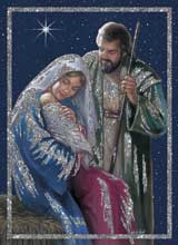 Holy Family Glitter Embossed Christmas Card