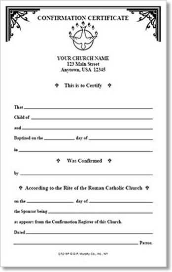 Confirmation Certificate Pad