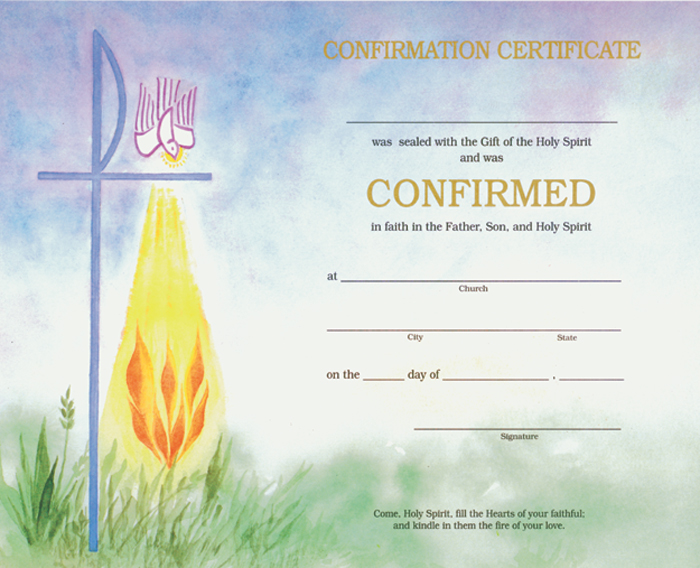 Confirmation Certificate with Envelpoes