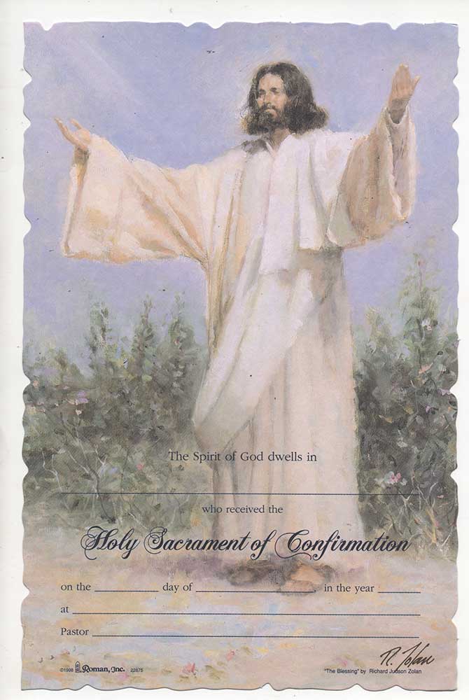 Confirmation Christ Open Arms Certificate