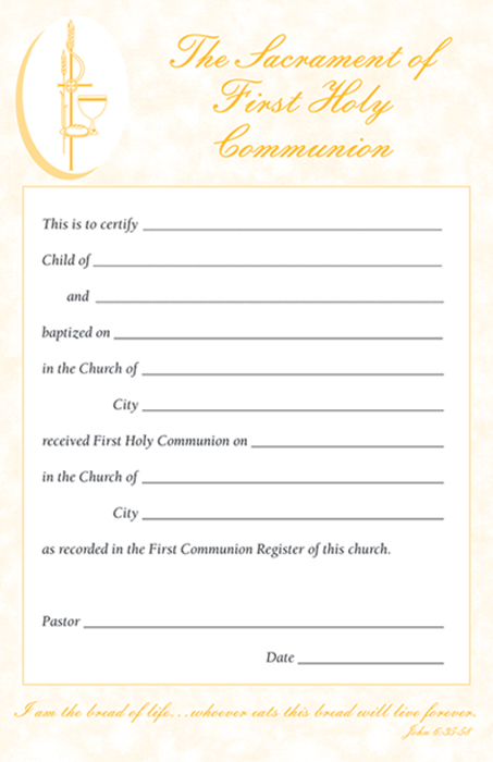 1st Communion Certificate Pad