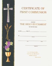 Green Banner First Communion Certificate