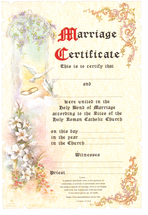 Marriage Certificate - 100 per Box