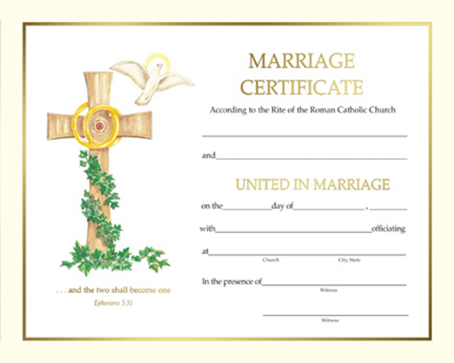 Lined Marriage Sacrament Certificate