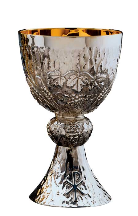 Sterling Silver Ciborium with Ornate Wheat and Grape Design