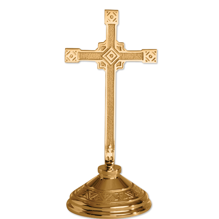 Textured Square Design Bronze Altar Cross