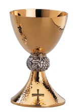 Hammer Finished Brass Gold Plated Chalice