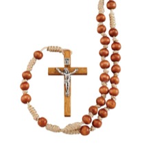 Wood Woven Cord Rosary