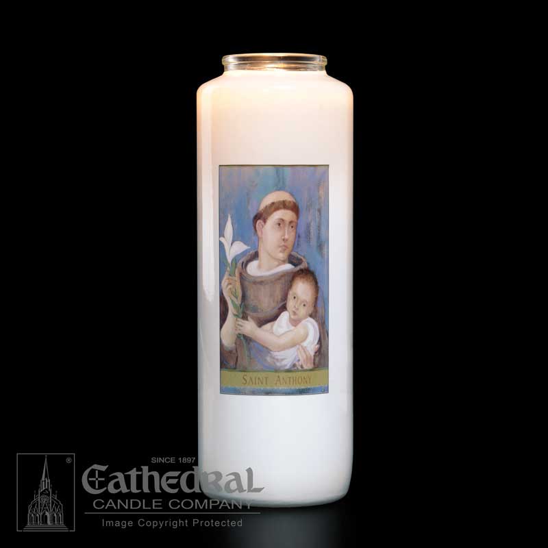 St. Anthony Full Color Bottleneck Candle