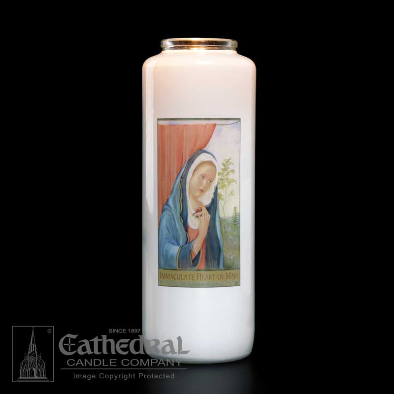 Immaculate Heart of Mary Full Color Bottleneck Candle