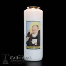 St Pio Full Color Glass Bottleneck Candle