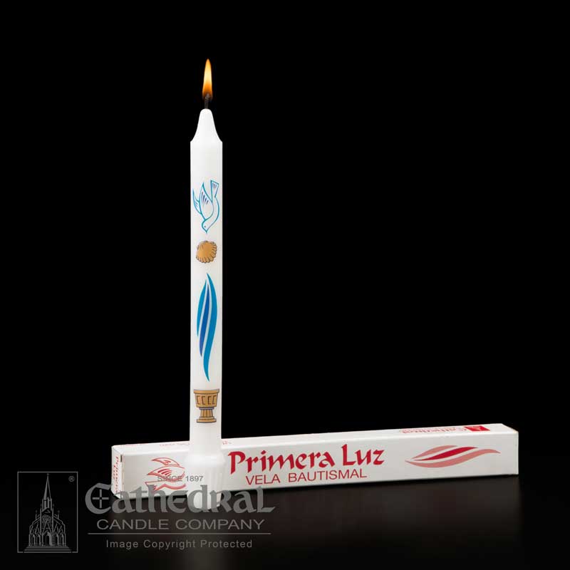 First Light Baptism Candle - Spanish Box