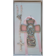 Pink Baby Cross and Rosary Set