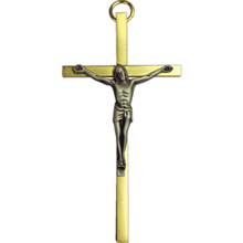 4 1/4" Gold Plated Brass Crucifix