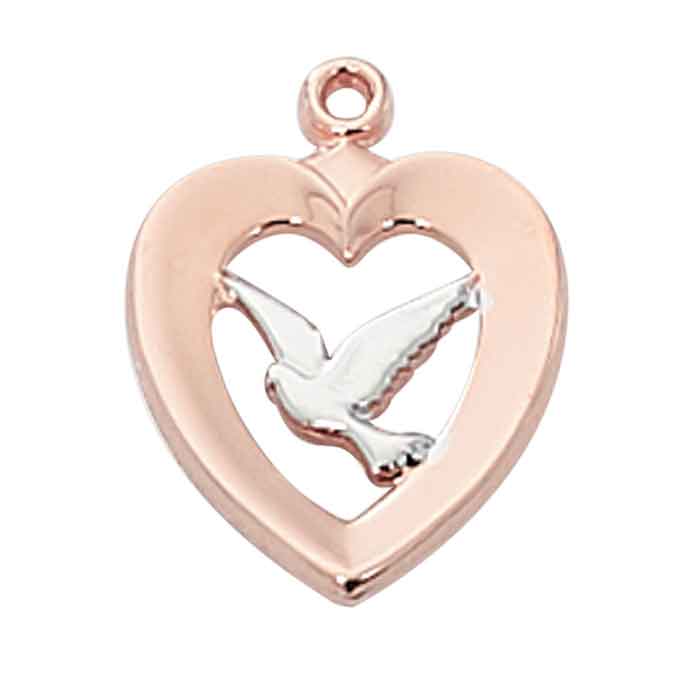 Two-Tone Dove Heart Pendant