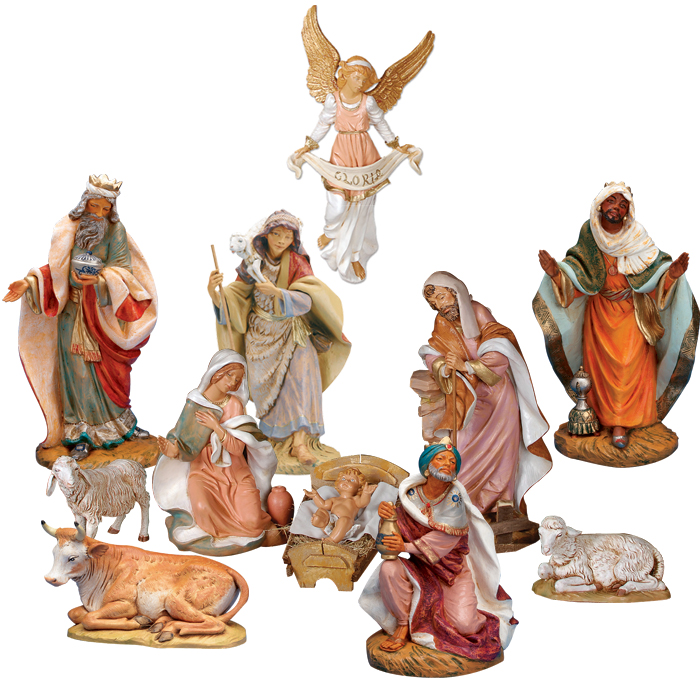 12 Figure Full Color Nativity Set