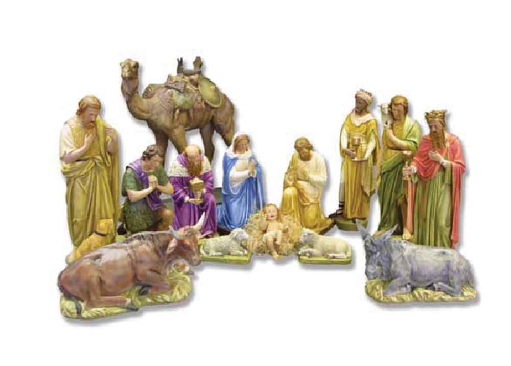 14 Figure Full Color Fiberglass Nativity Set