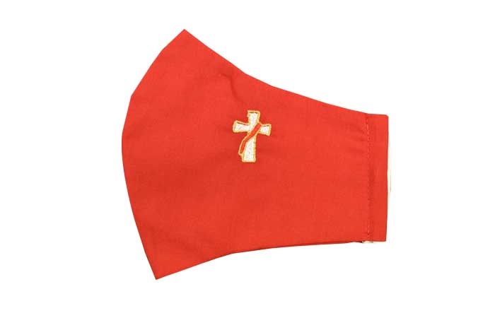 Red Deacon Cross Liturgical Face Mask