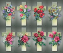Cross With Flowers Holy Cards, Assorted (8-UP)