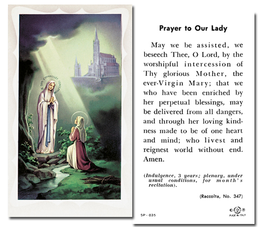 Our Lady of Lourdes with Bernadette - Prayer to Our Lady