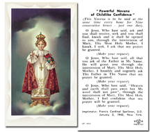 Infant of Prague Holy Card