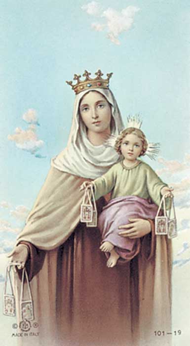 Our Lady of Mount Carmel Bonella Paper Holy Card