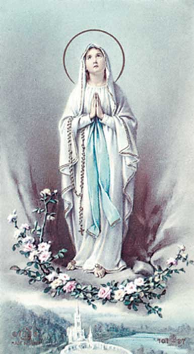 Our Lady of Lourdes Bonella Paper Holy Card. 01-0830. Tonini Church Supply