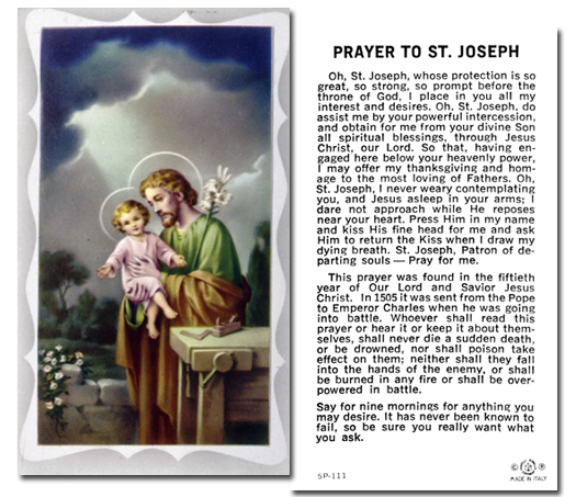 St. Joseph - Prayer Found in the 50th Year of Our Lord