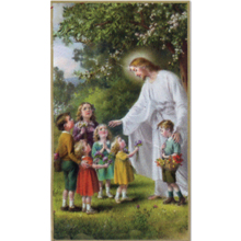 Christ with Chldren 8-UP Holy Card