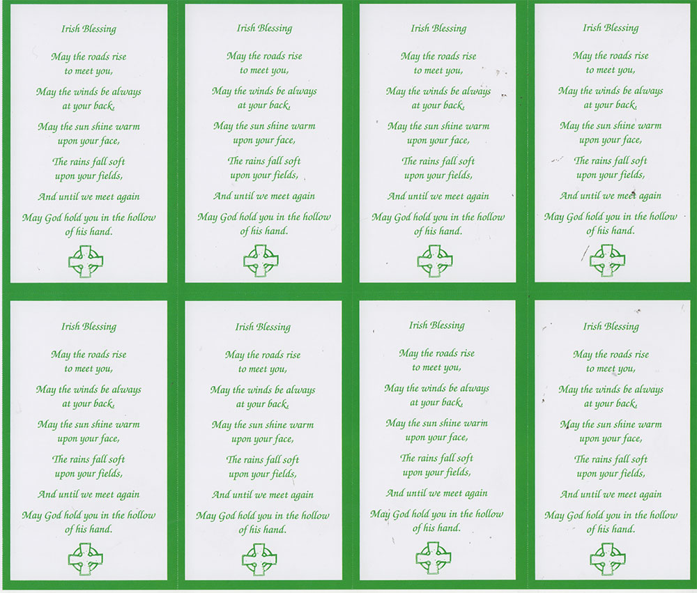 Irish Blessing 8-UP Holy Card