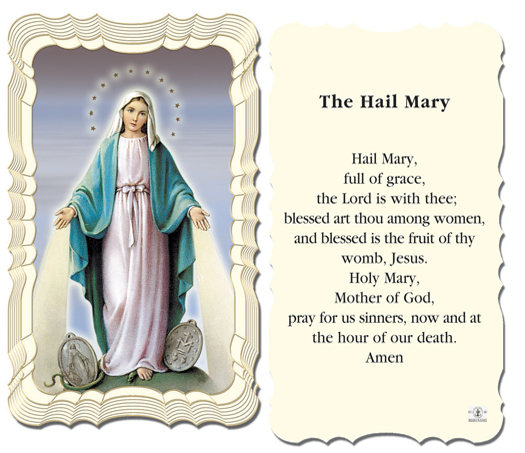 The Hail Mary With Our Lady of Grace Holy Card