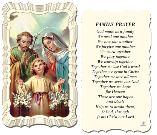 Family Prayer with Holy Family Image Holy Card