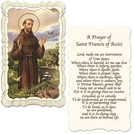 Prayer for peace St. Francis Holy Card