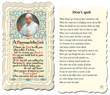 Message to the Sick Don't Quit Holy Card