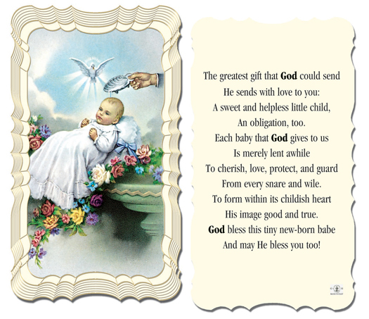 The Greatest Gift Baptismal Prayer Holy Card