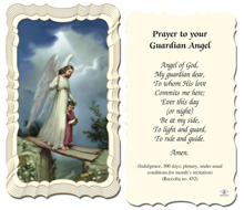 Prayer to Your Guardian Angel Girl Holy Card