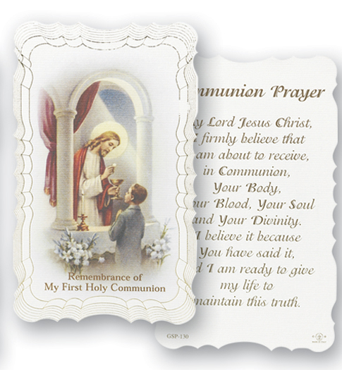 First Communion Prayer Boy Holy Card