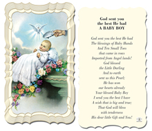 God sent you the best he had - Boy Baptism Holy Card