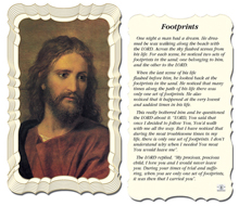 Footprints Prayer with Head of Christ Holy Card