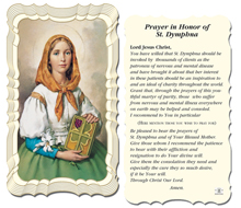 Prayer in Honor of St. Dymphna Holy Card