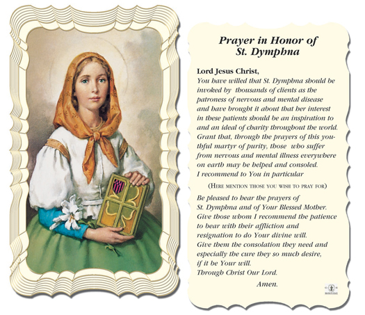 Prayer in Honor of St. Dymphna Holy Card