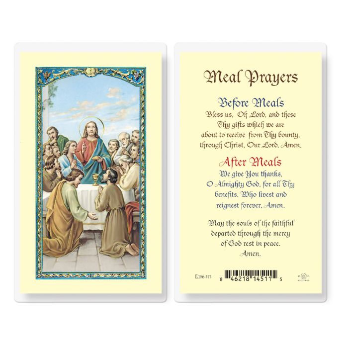 Prayer for Meals Holy Card