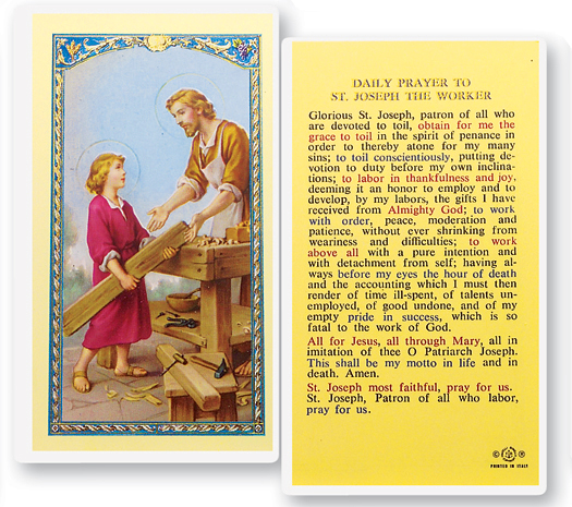 St. Joseph Worker Daily Prayer Holy Card