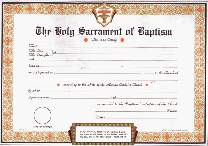 Baptism Certificate Pad