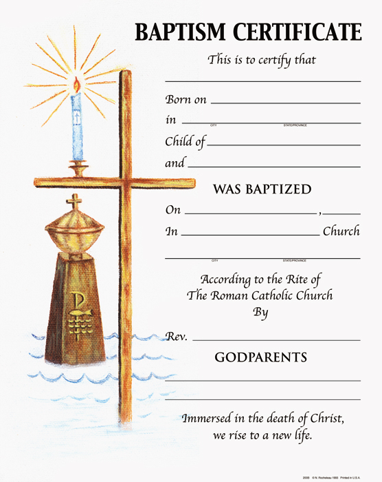 Roman Catholic Baptism Certificate