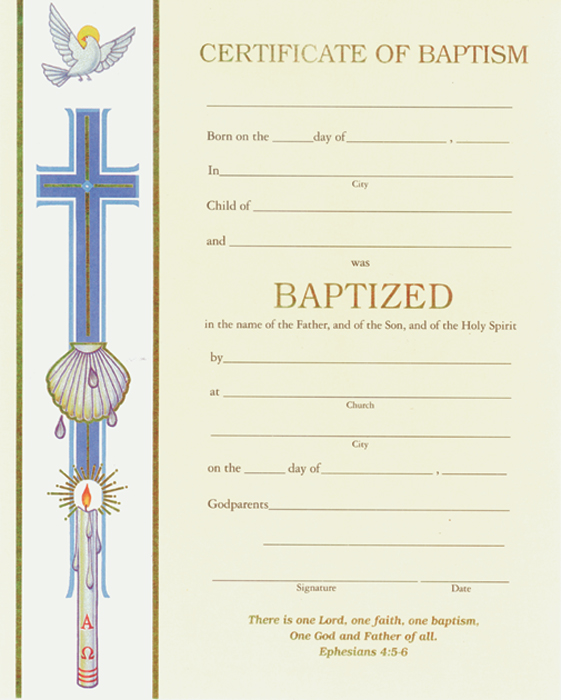 Baptism Certificate with Envelopes