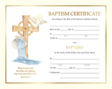 Gold Foil Baptismal Certificate - Lined