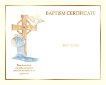 Gold Foil Baptismal Certificates - Unlined