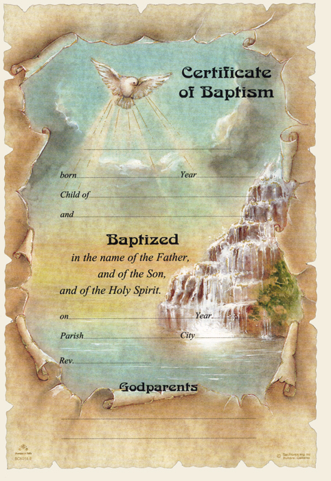 Baptism Certificate WITHOUT Envelopes